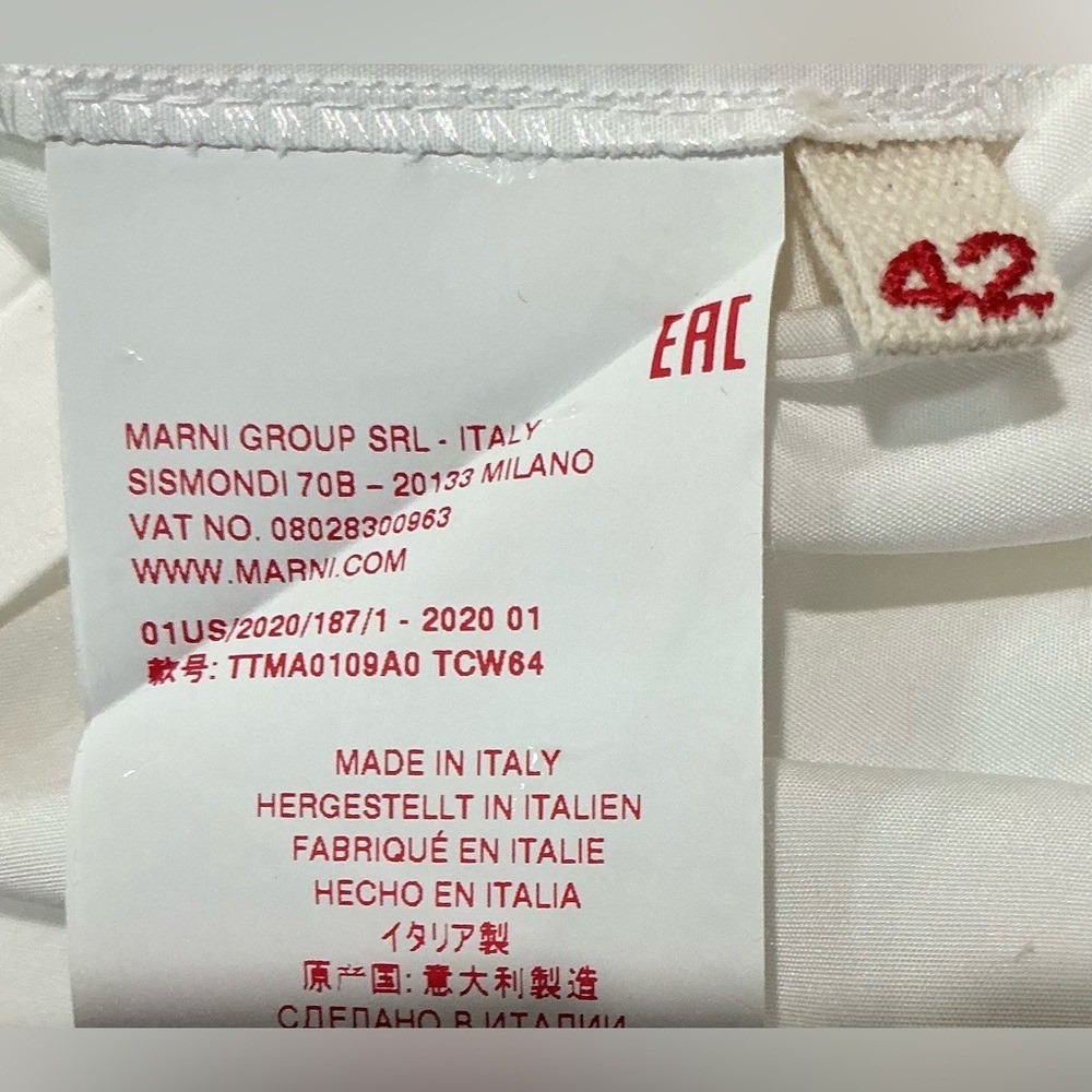 Marni Cotton Poplin Sleeveless Top White Minimalist Designer Blouse US 10 - 12 - Picture 4 of 5